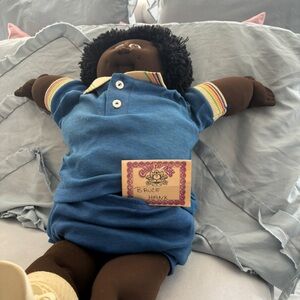 Vintage African American Cabbage Patch Kids Doll with Blue Outfit